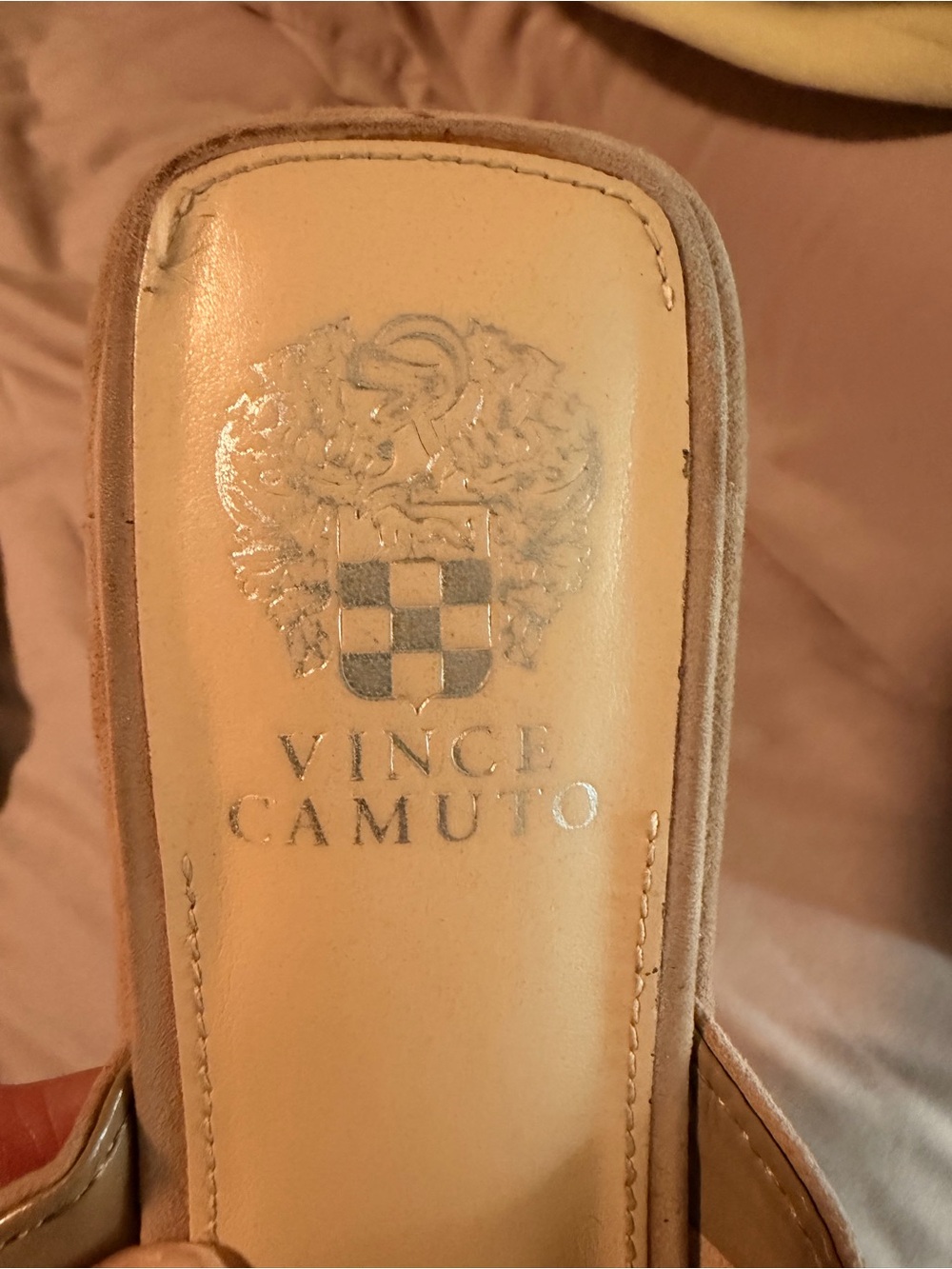 Vince Camuto Beige Suede Slide Mules
